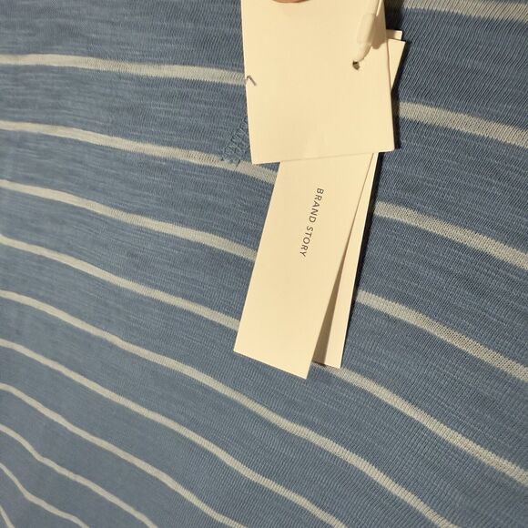 NWT Vince Hooded Shirt Medium Long Sleeve Light Blue Striped Preppy Old Money - Picture 9 of 12